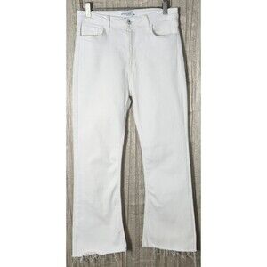 Just Black Denim Jeans Womens 28 White High Rise Wide Leg Raw Hem Stretch